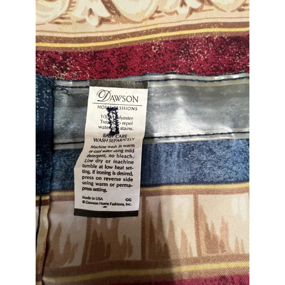 VTG 90s Dawson Home Fashions Shower Curtain Emerald Green Scroll Border